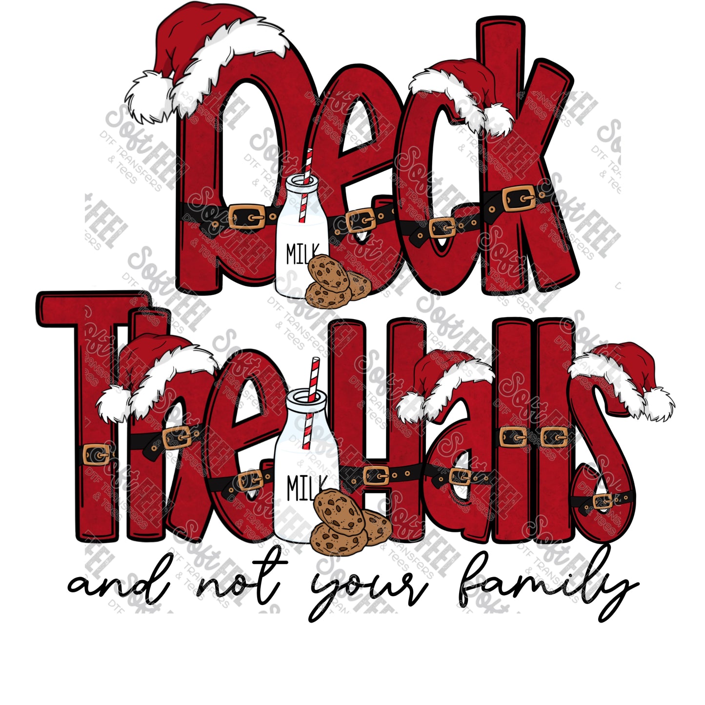 Deck The Halls - Christmas - Direct To Film Transfer / DTF - Heat Press Clothing Transfer