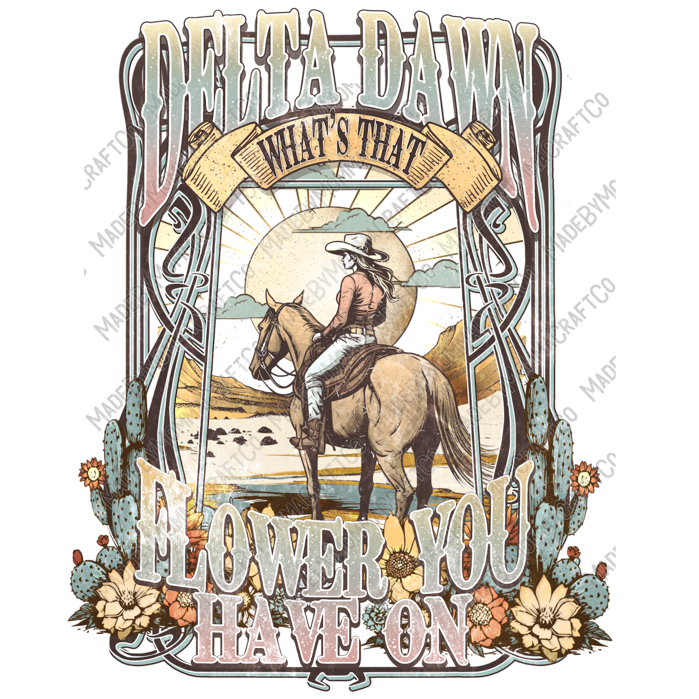 Flower Western Cowgirl - Cheat Clear Waterslide™ or White Cast Sticker