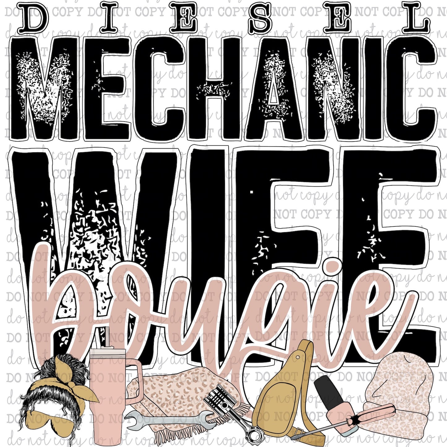 Diesel Mechanic Wife Bougie - Occupations / Women - Cheat Clear Waterslide™ or White Cast Sticker