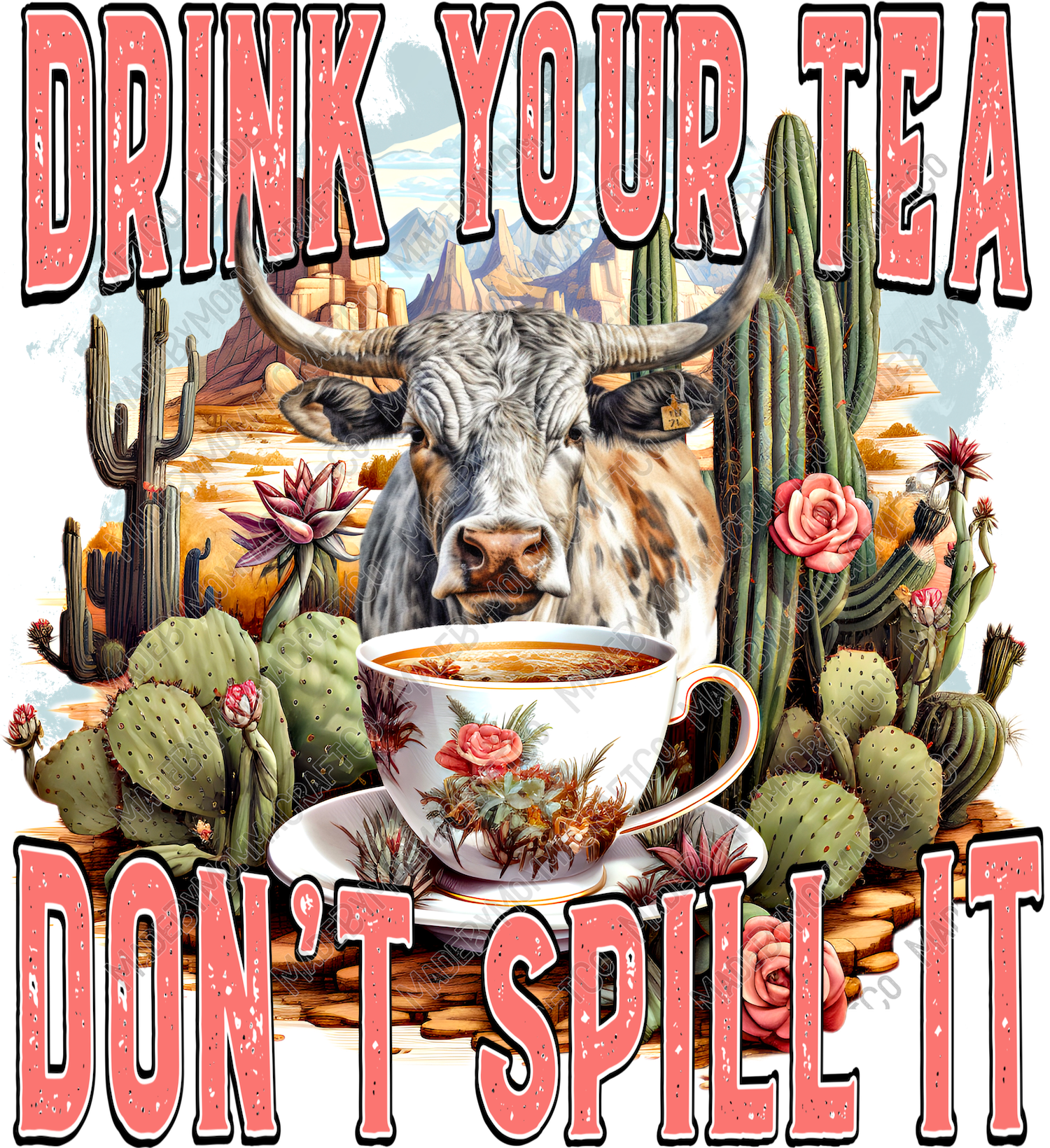 Drink Your Tea Cow - Cheat Clear Waterslide™ or White Cast Sticker