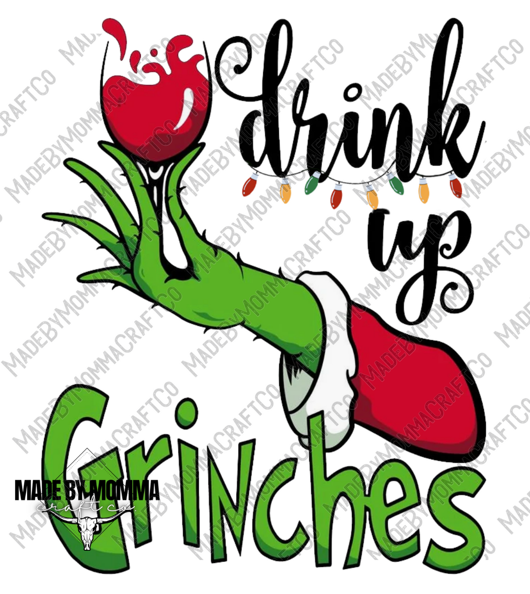 Drink up Christmas Green Guy - Cheat Clear Waterslide™ or White Cast Sticker