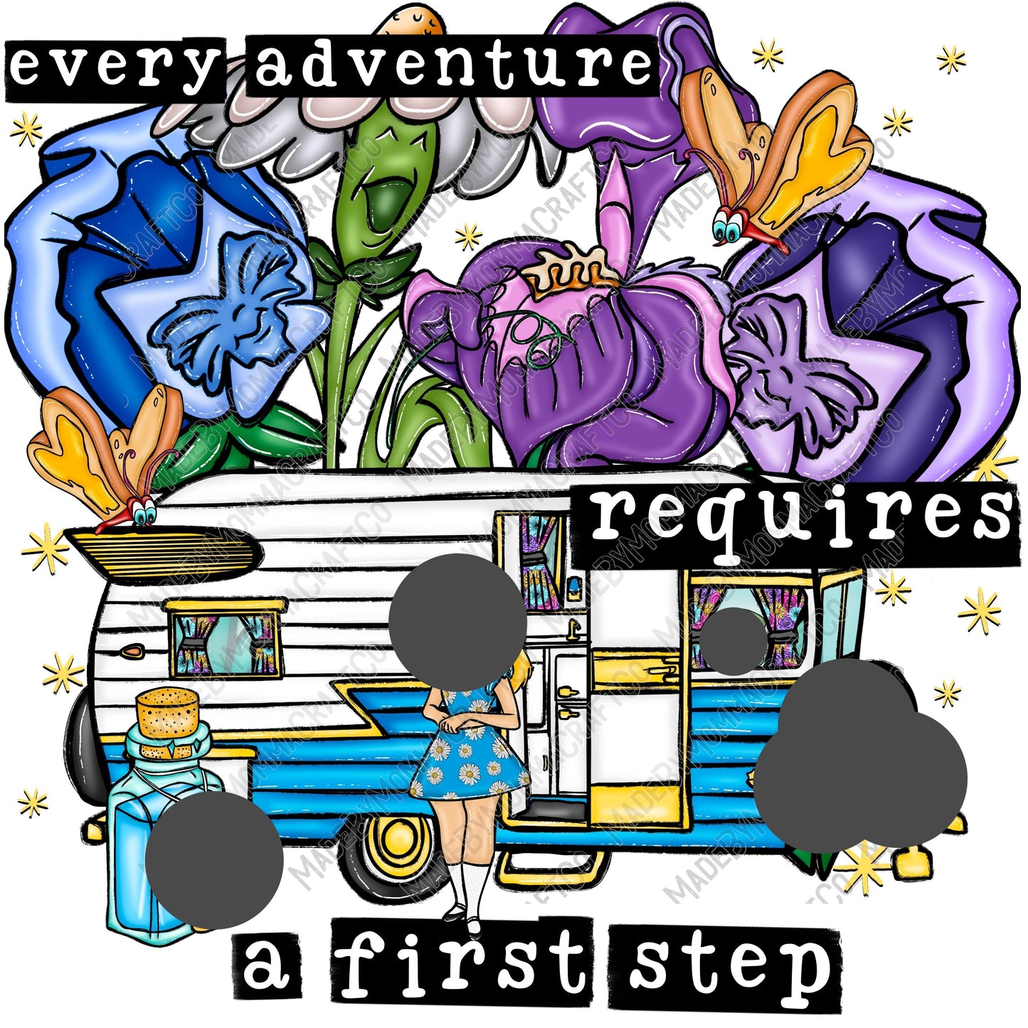 Every Adventure requires a first step Camping with Alice -Cheat Clear Waterslide™ or White Cast Sticker