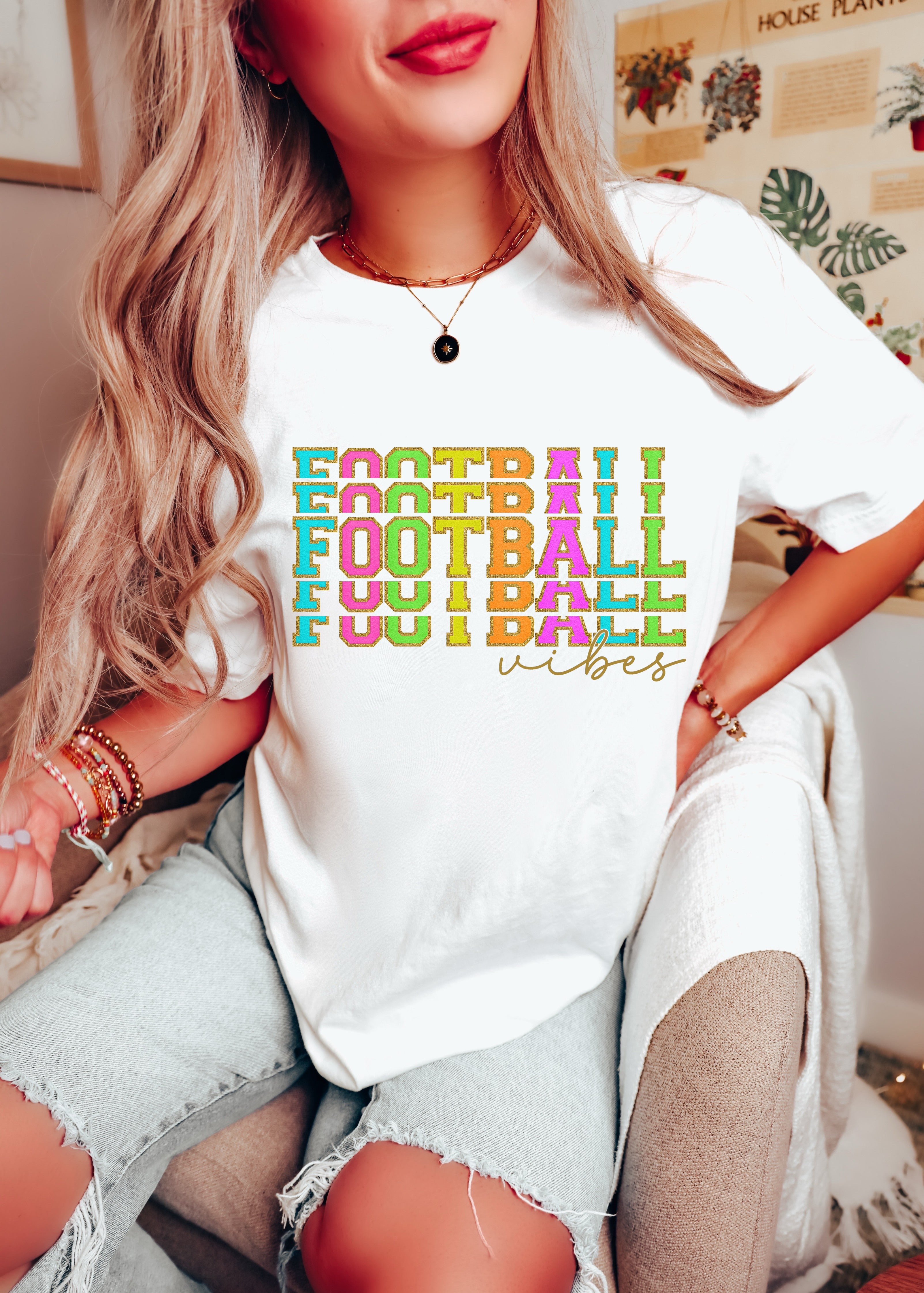 Football Vibes - Women&#39;s / Sports - Direct To Film Transfer / DTF - Heat Press Clothing Transfer
