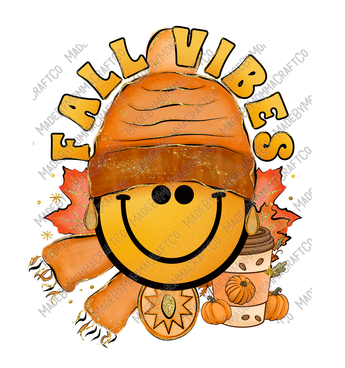 Fall Vibes Smiley - Cheat Clear Waterslide™ or White Cast Sticker