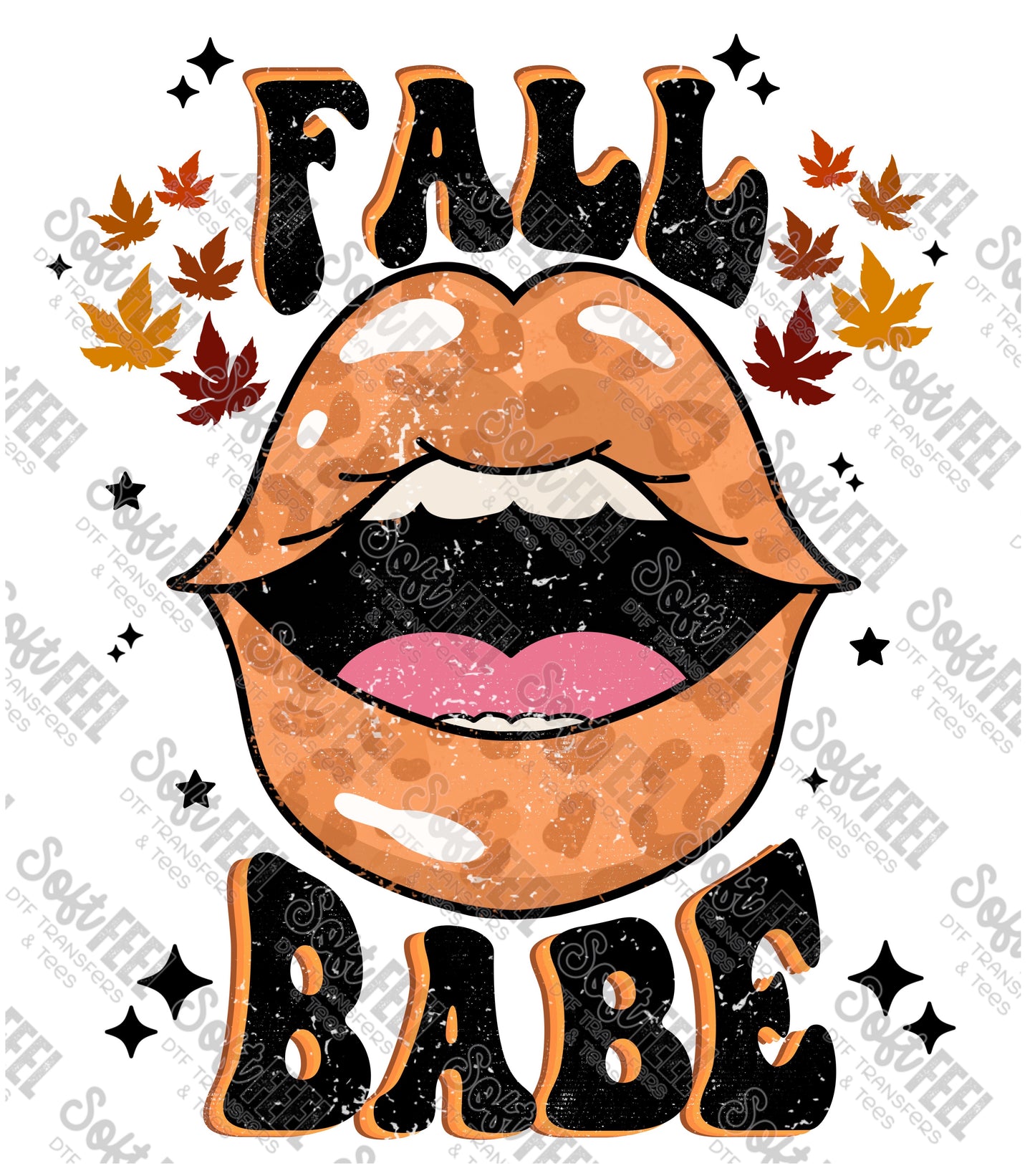 Retro Fall Babe Lips - Fall / Women's - Direct To Film Transfer / DTF - Heat Press Clothing Transfer