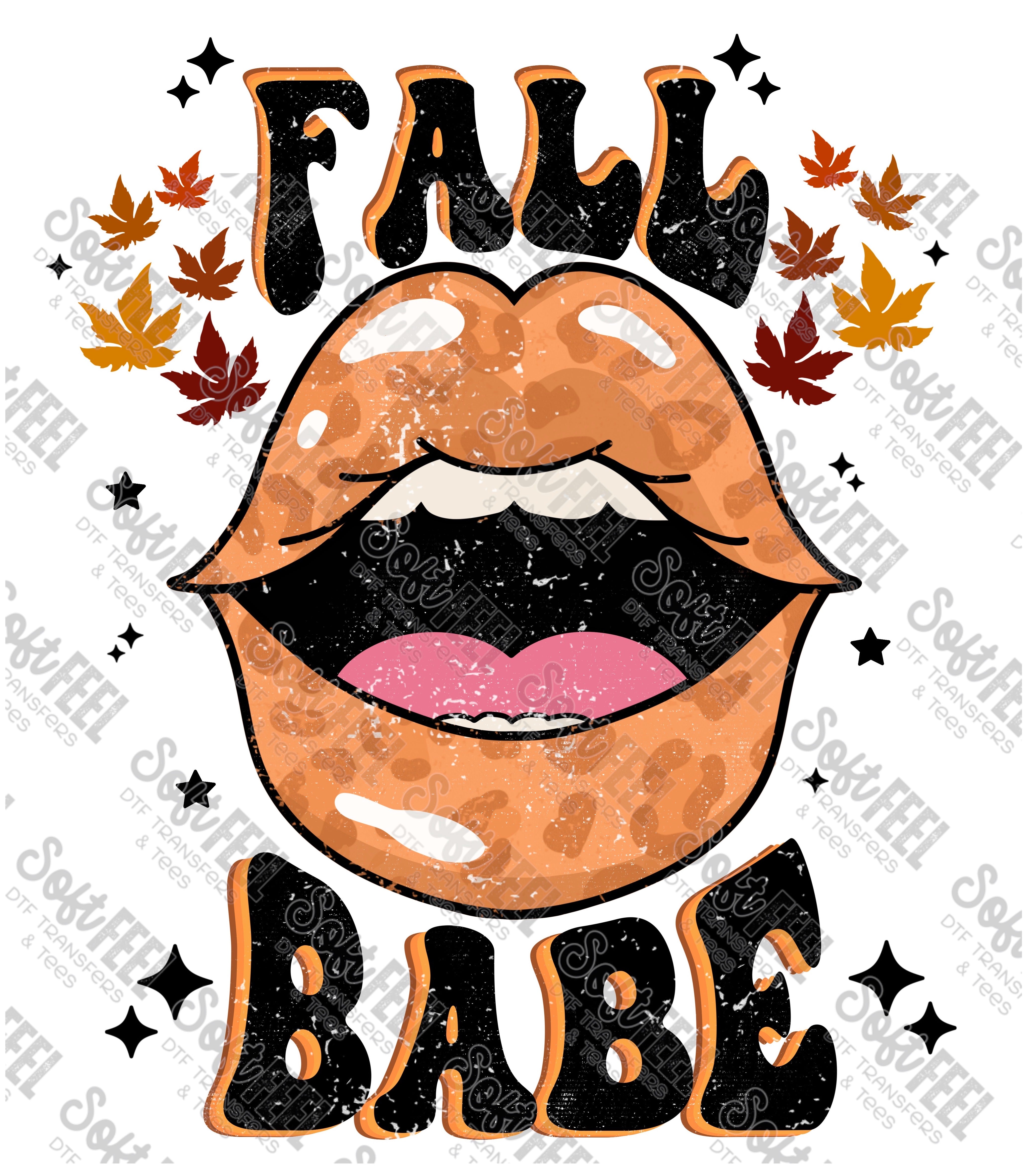 Retro Fall Babe Lips - Fall / Women&#39;s - Direct To Film Transfer / DTF - Heat Press Clothing Transfer