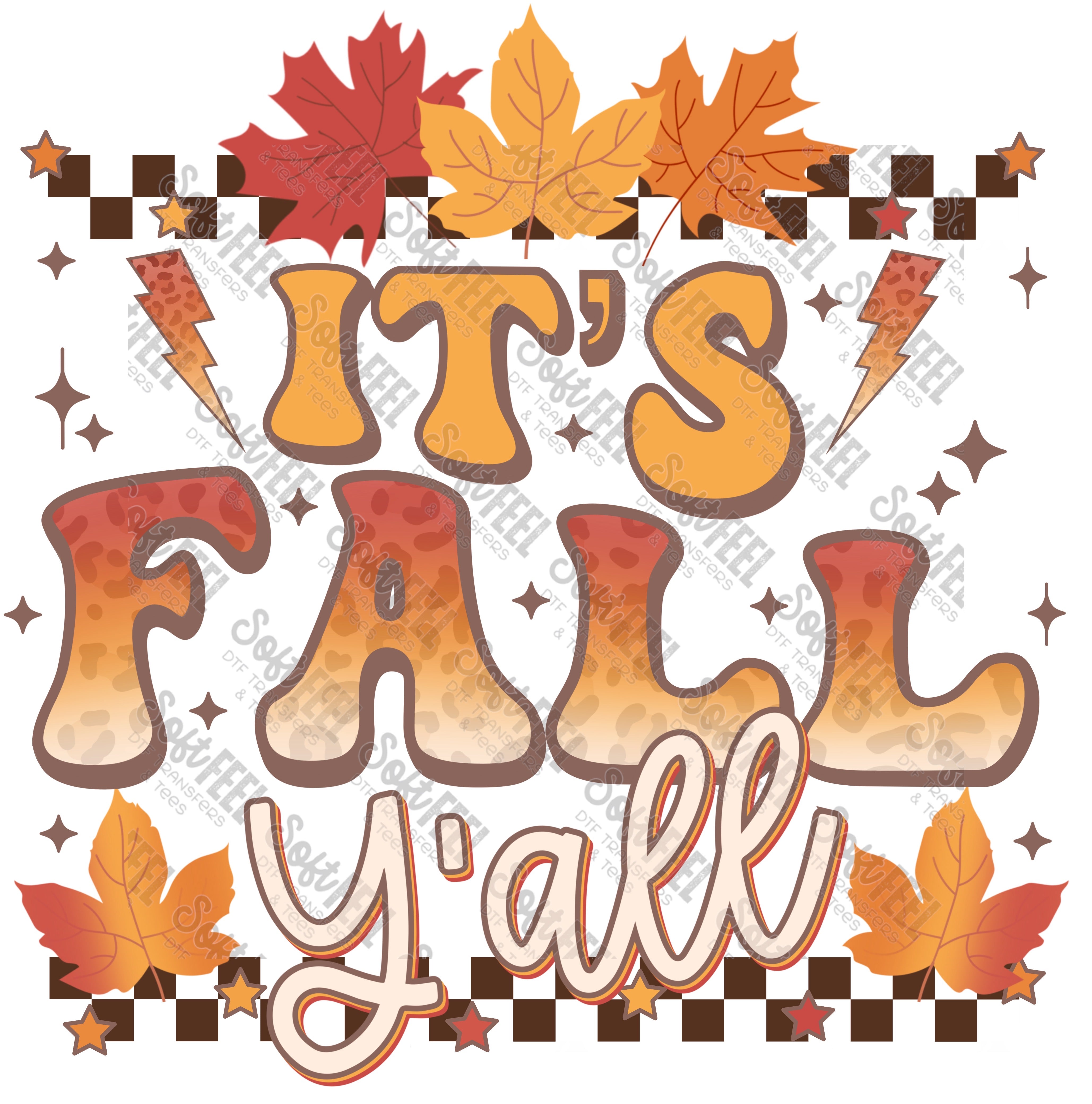 It&#39;s Fall Y&#39;all Retro - Fall - Direct To Film Transfer / DTF - Heat Press Clothing Transfer