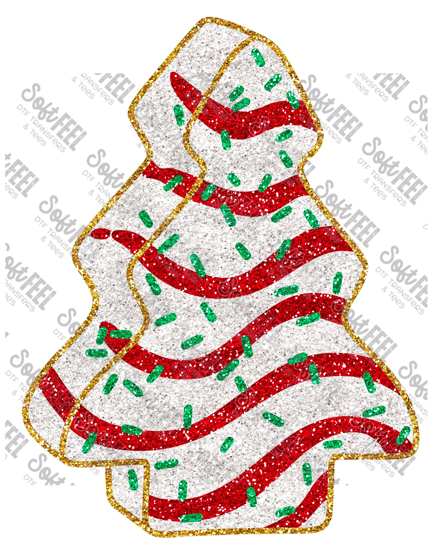 Faux Glitter Tree Cake - Christmas - Direct To Film Transfer / DTF - Heat Press Clothing Transfer