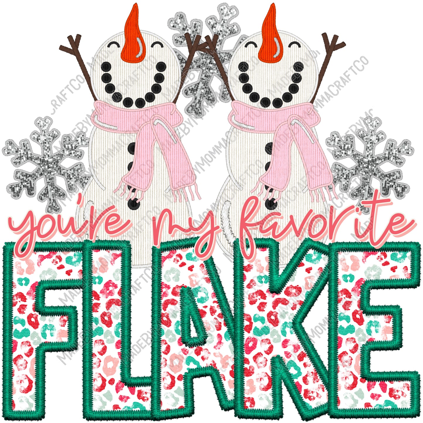 Favorite Flake - Faux Embroidery / Christmas - Cheat Clear Waterslide™ or White Cast Sticker