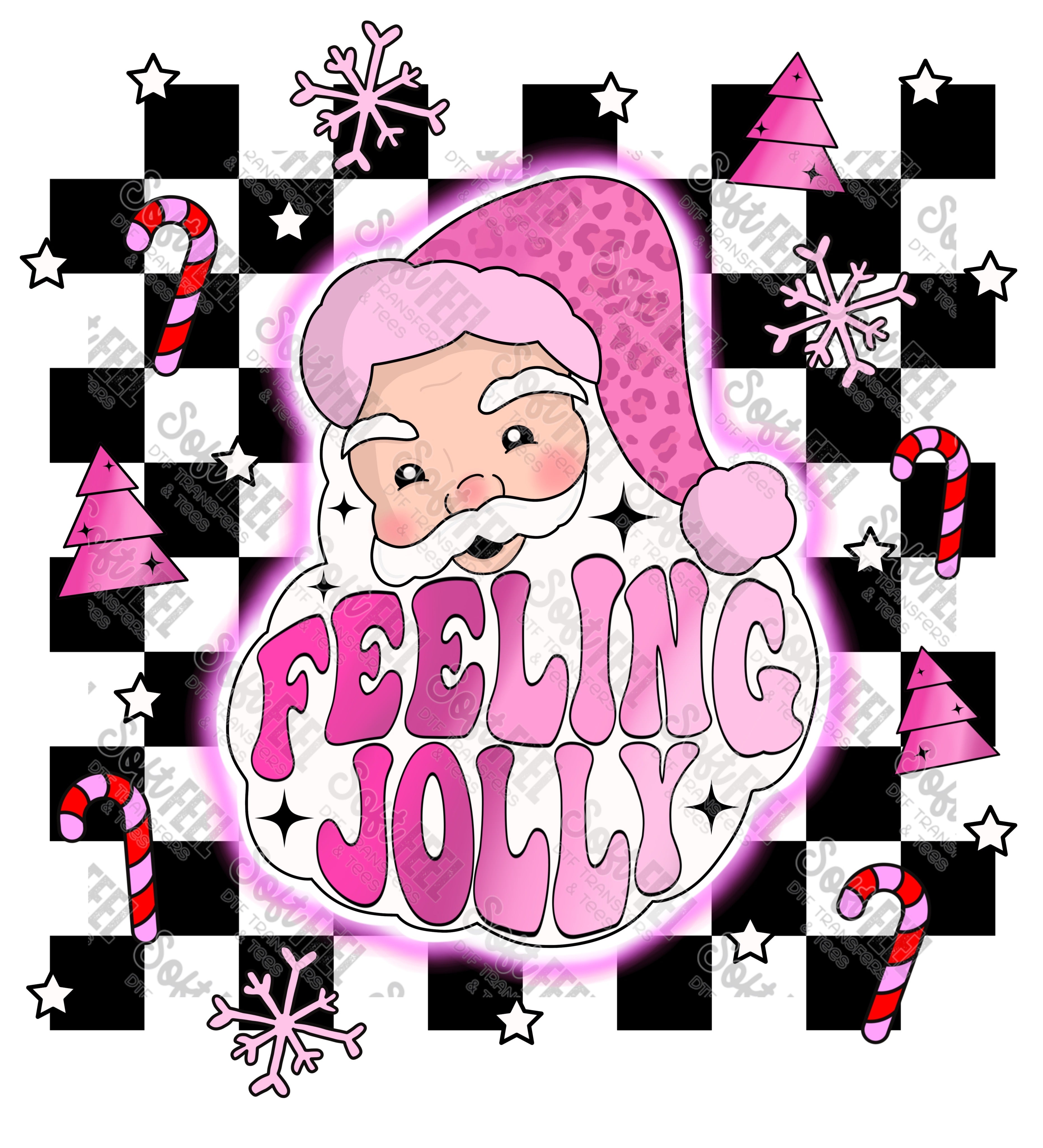 Feeling Jolly - Christmas / Retro / Women&#39;s - Direct To Film Transfer / DTF - Heat Press Clothing Transfer