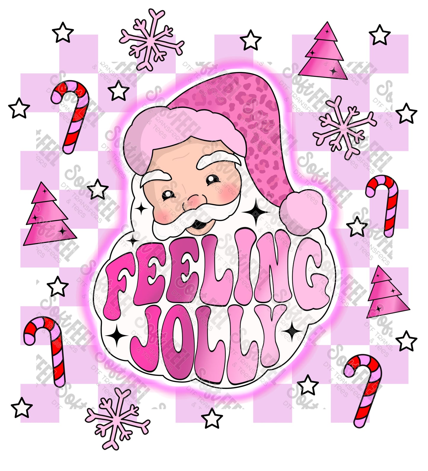 Feeling Jolly Light - Christmas / Retro / Women's - Direct To Film Transfer / DTF - Heat Press Clothing Transfer