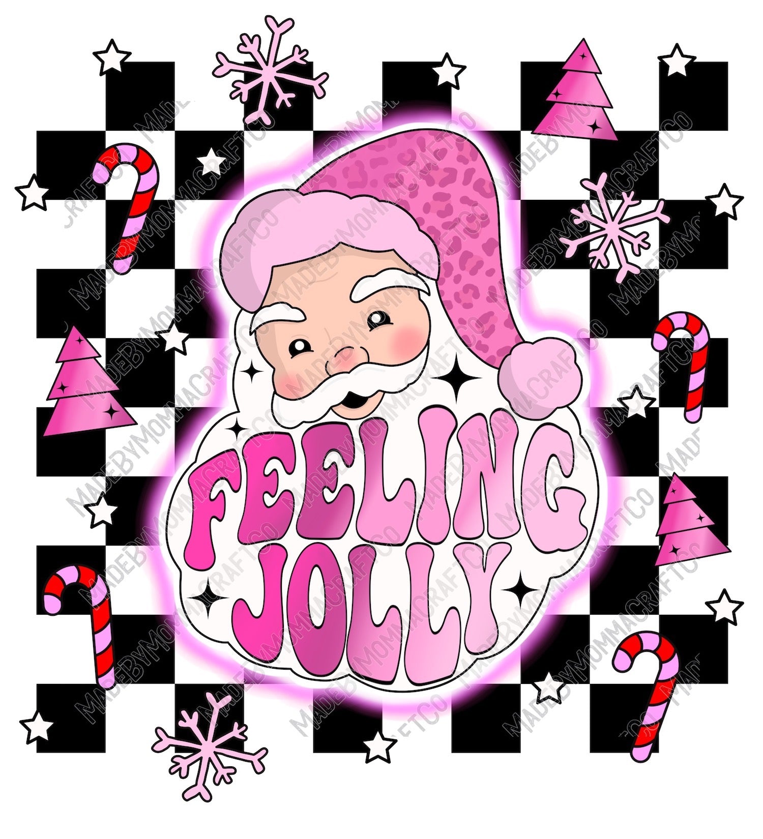 Feeling Jolly Santa - Retro Christmas - Cheat Clear Waterslide™ or White Cast Sticker