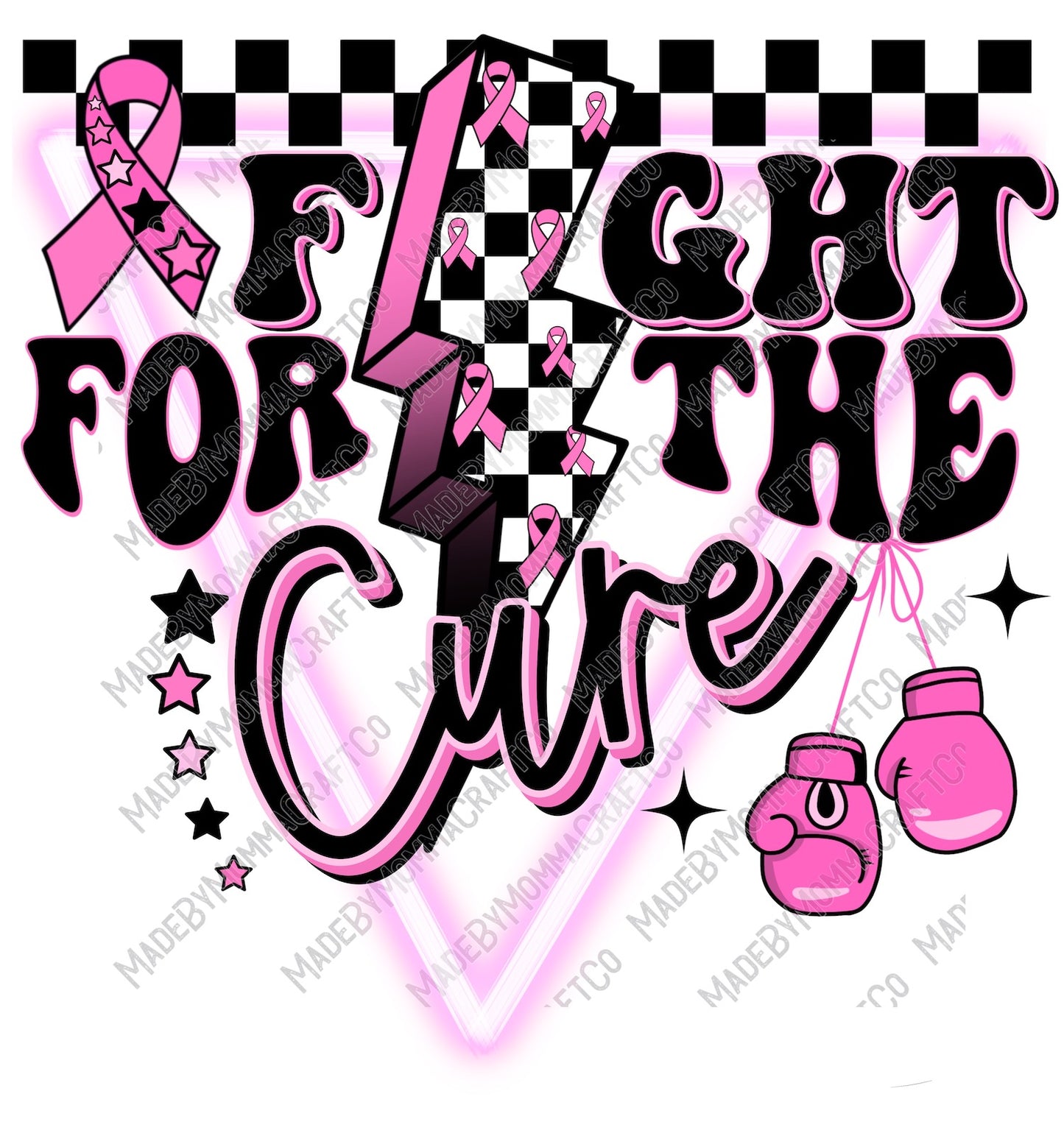 Fight For The Cure Breast Cancer Retro Neon - Cheat Clear Waterslide™ or White Cast Sticker