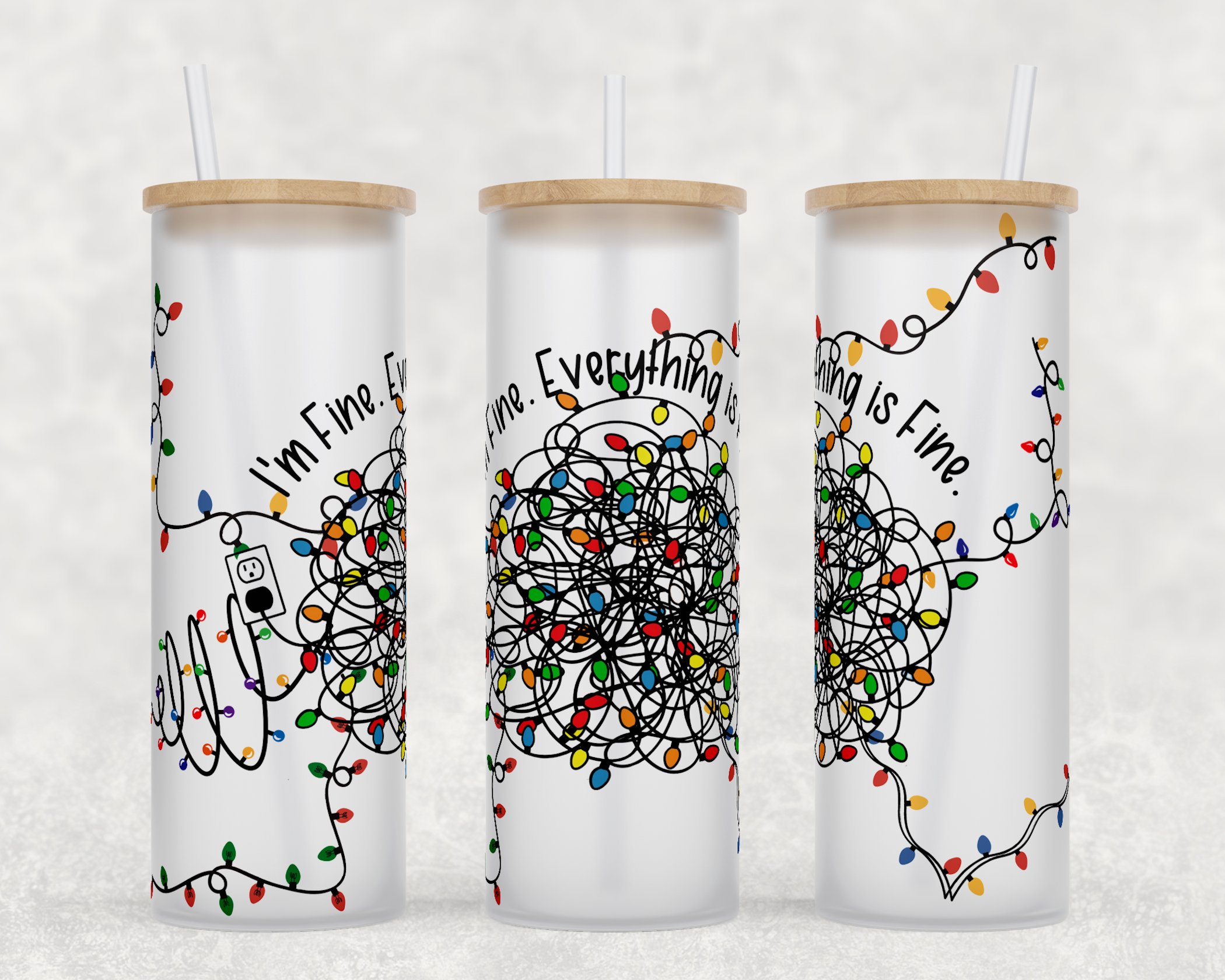 Im Fine Christmas Lights UV DTF Tumbler Wrap