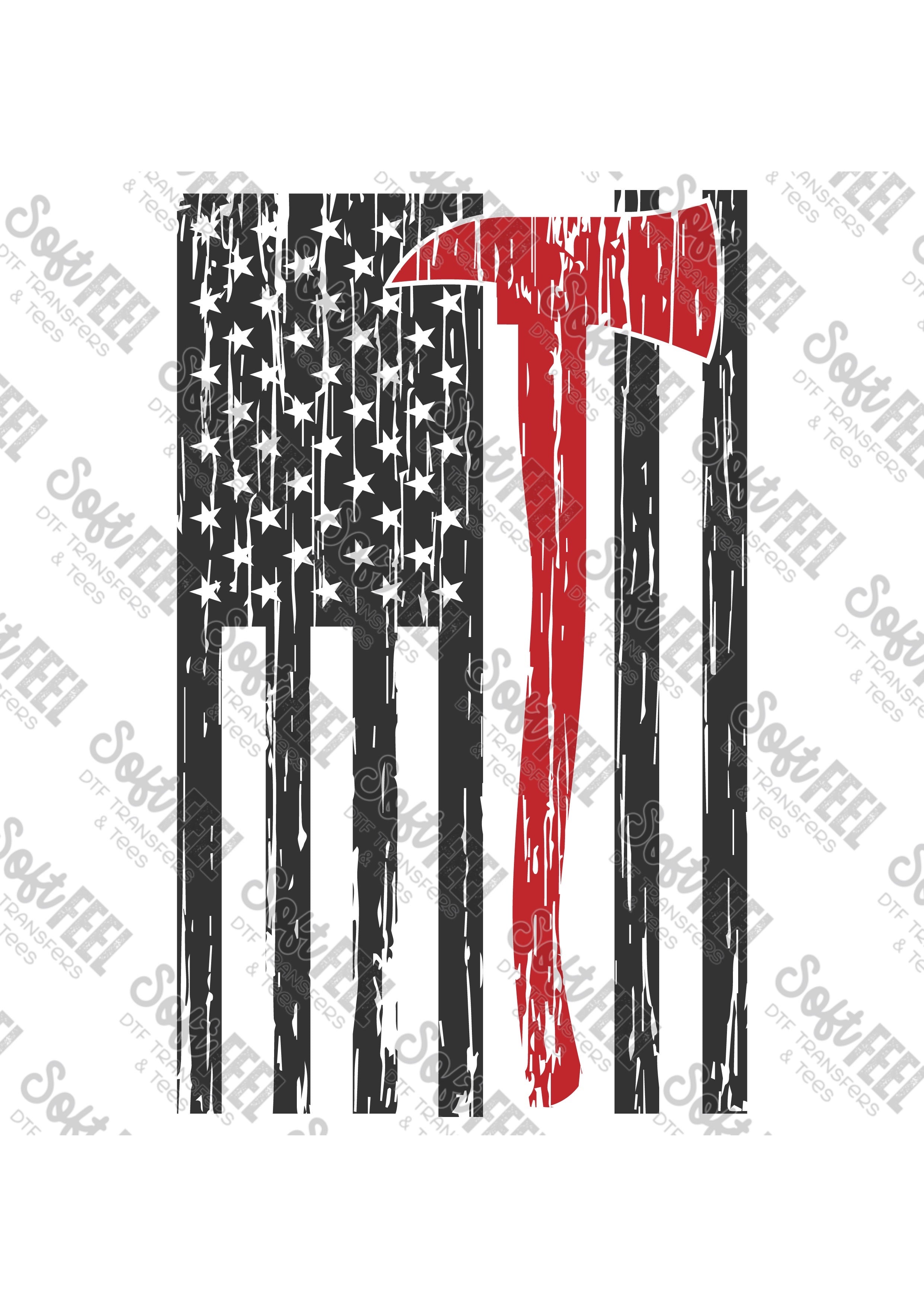 Flag Firefighter - Occupations / Patriotic - Direct To Film Transfer / DTF - Heat Press Clothing Transfer