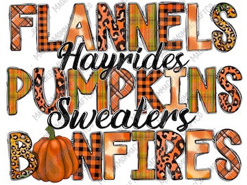 Fall Flannels Hayrides Pumpkins Sweaters and Bonfires - Cheat Clear Waterslide™ or White Cast Sticker