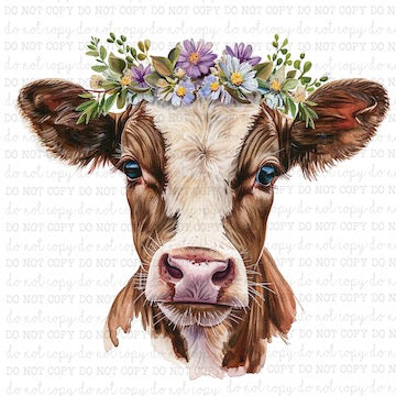 Floral Calf Portrait 9- Western - Cheat Clear Waterslide™ or White Cast Sticker