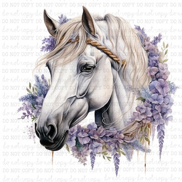 Floral Horse Portrait 3 - Western - Cheat Clear Waterslide™ or White Cast Sticker