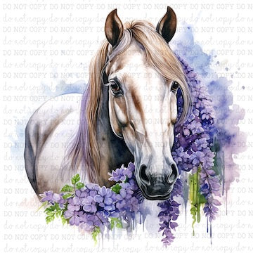 Floral Horse Portrait 1 - Western - Cheat Clear Waterslide™ or White Cast Sticker