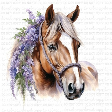 Floral Horse Portrait 2 - Western - Cheat Clear Waterslide™ or White Cast Sticker