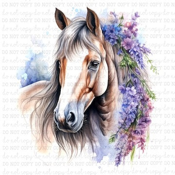 Floral Horse Portrait 3 - Western - Cheat Clear Waterslide™ or White Cast Sticker