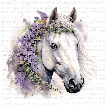Floral Horse Portrait 6 - Western - Cheat Clear Waterslide™ or White Cast Sticker