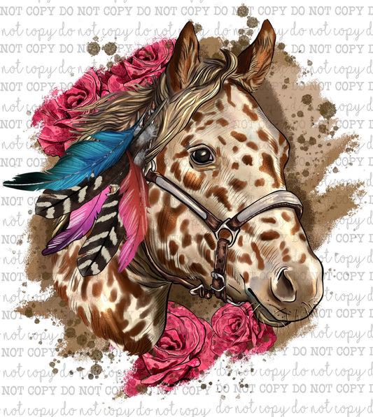 Floral Appaloosa Horse - Country Western - Cheat Clear Waterslide™ or White Cast Sticker