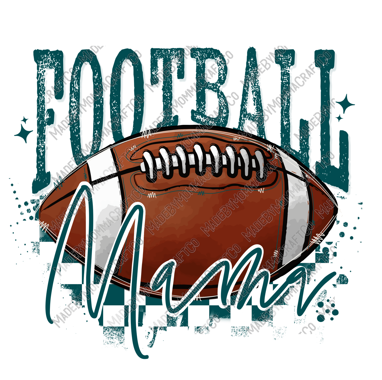 Dark Teal Football Mama - Cheat Clear Waterslide™ or White Cast Sticker