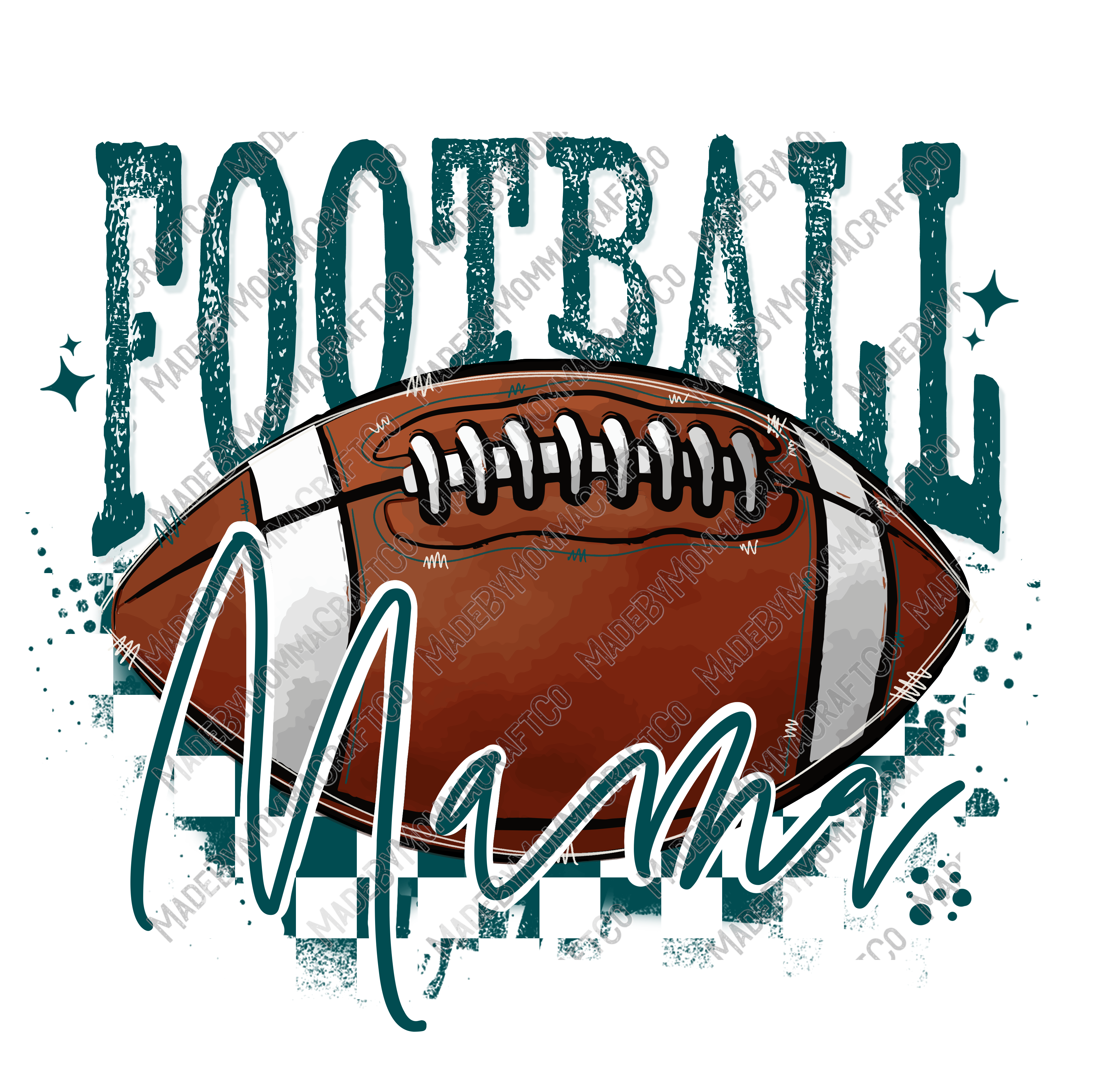Dark Teal Football Mama - Cheat Clear Waterslide™ or White Cast Sticker