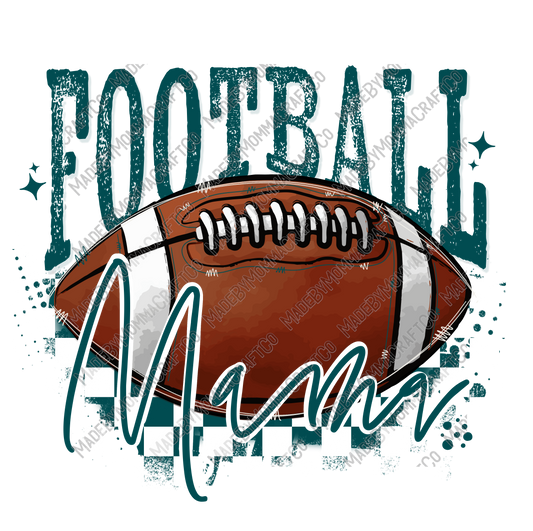 Dark Teal Football Mama - Cheat Clear Waterslide™ or White Cast Sticker