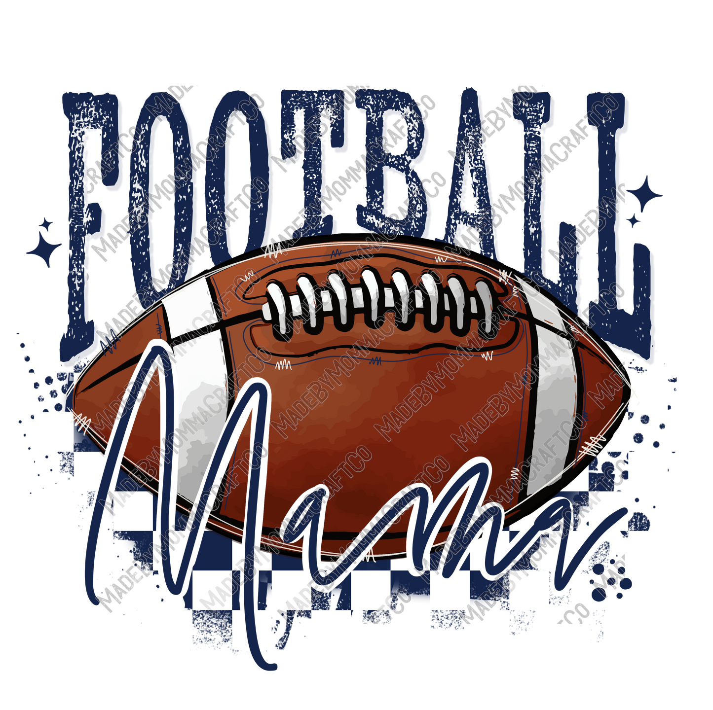 Navy Blue Football Mama - Cheat Clear Waterslide™ or White Cast Sticker