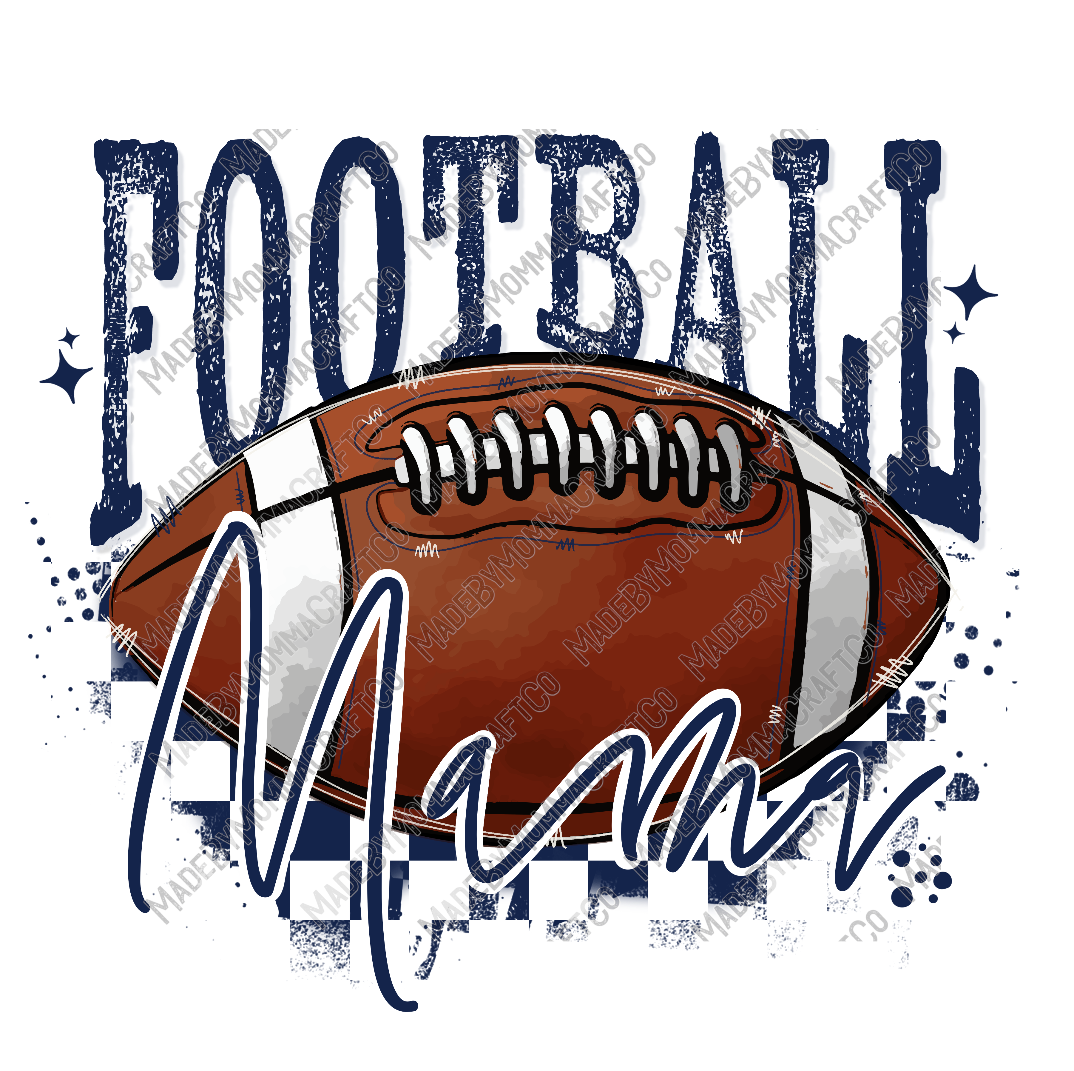 Navy Blue Football Mama - Cheat Clear Waterslide™ or UV DTF Sticker