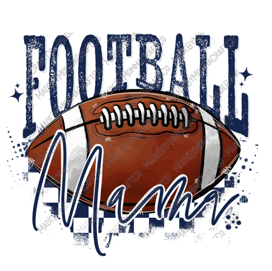 Navy Blue Football Mama - Cheat Clear Waterslide™ or White Cast Sticker