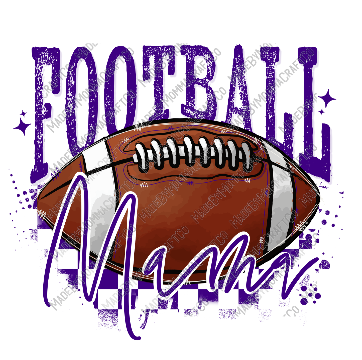 Purple Football Mama - Cheat Clear Waterslide™ or White Cast Sticker