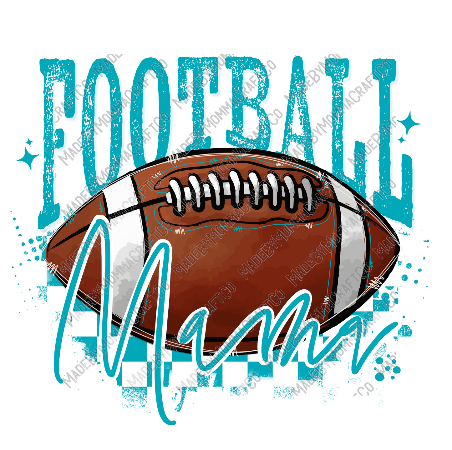 Teal Football Mama - Cheat Clear Waterslide™ or White Cast Sticker