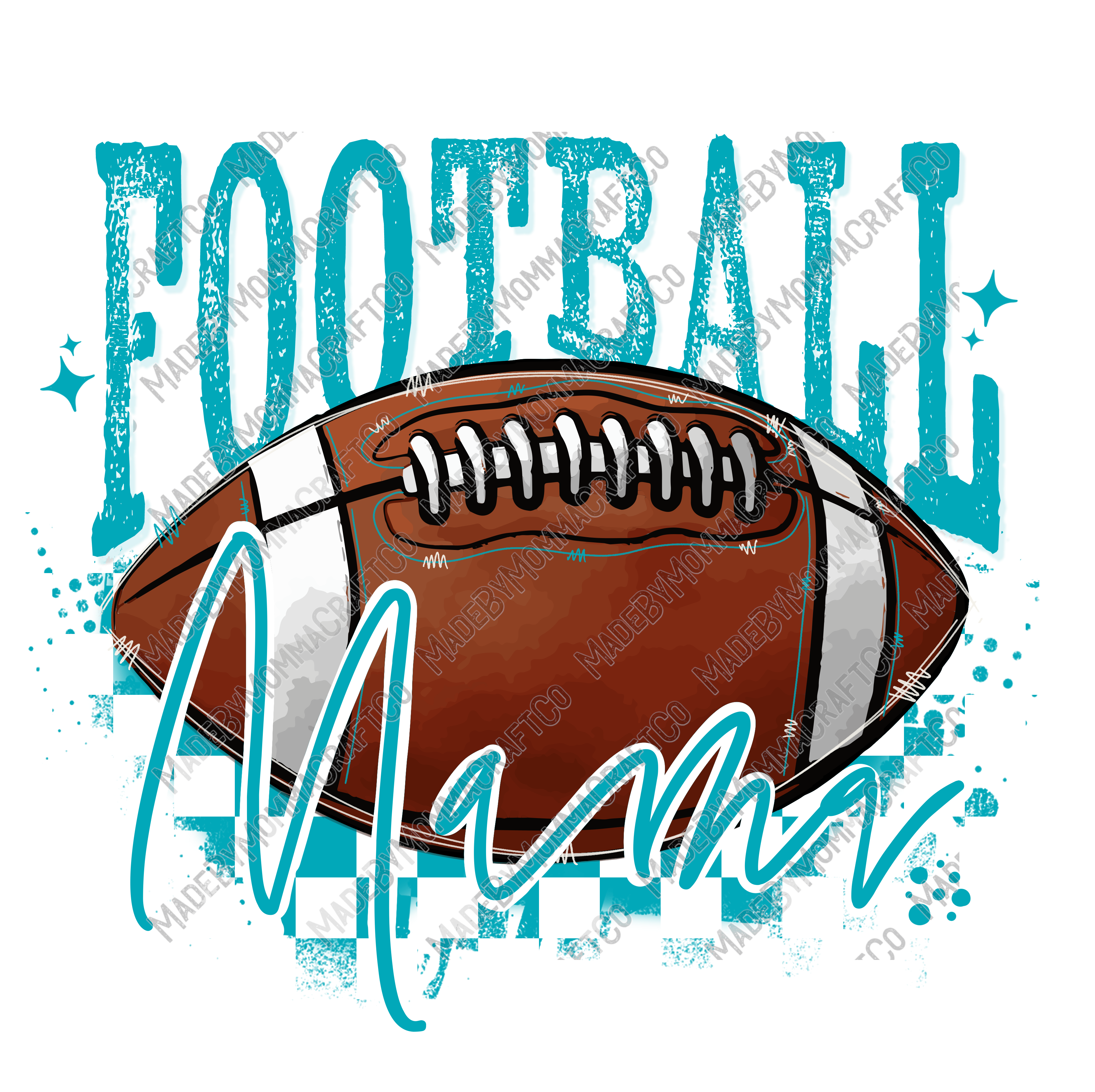 Teal Football Mama - Cheat Clear Waterslide™ or White Cast Sticker