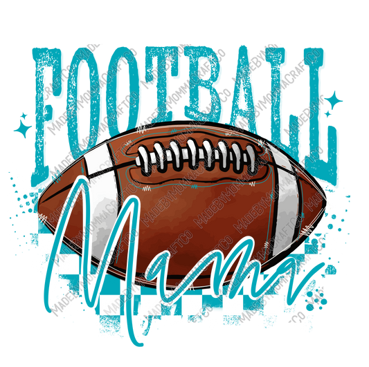 Teal Football Mama - Cheat Clear Waterslide™ or White Cast Sticker