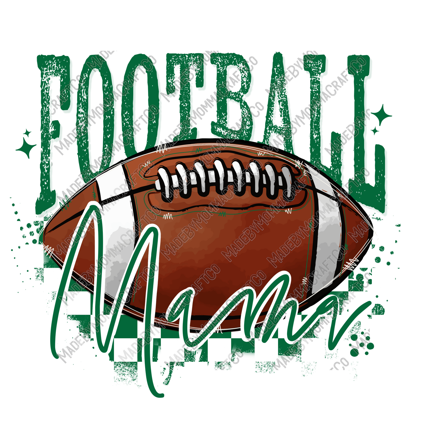 Green Football Mama - Cheat Clear Waterslide™ or White Cast Sticker