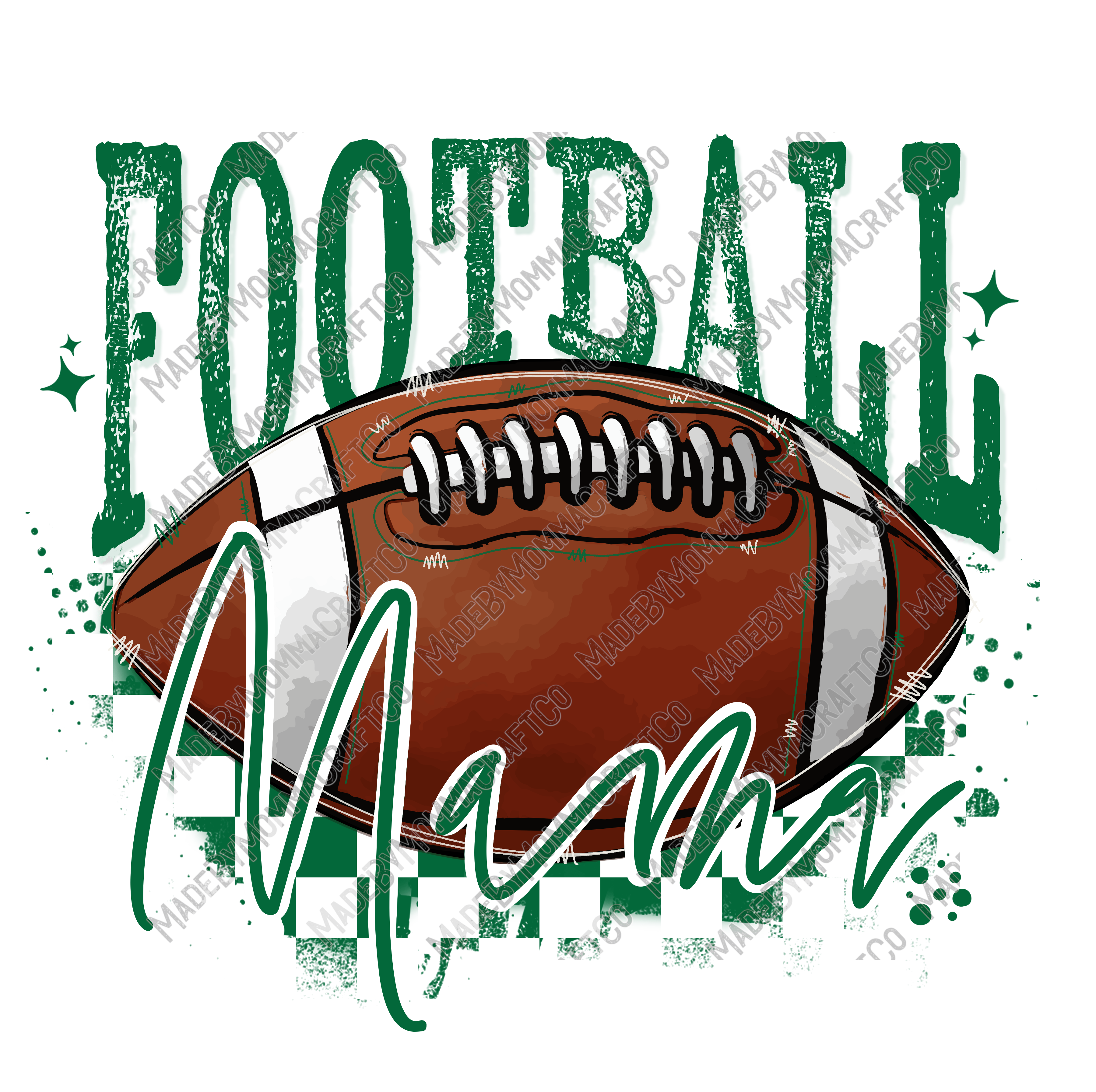 Green Football Mama - Cheat Clear Waterslide™ or White Cast Sticker
