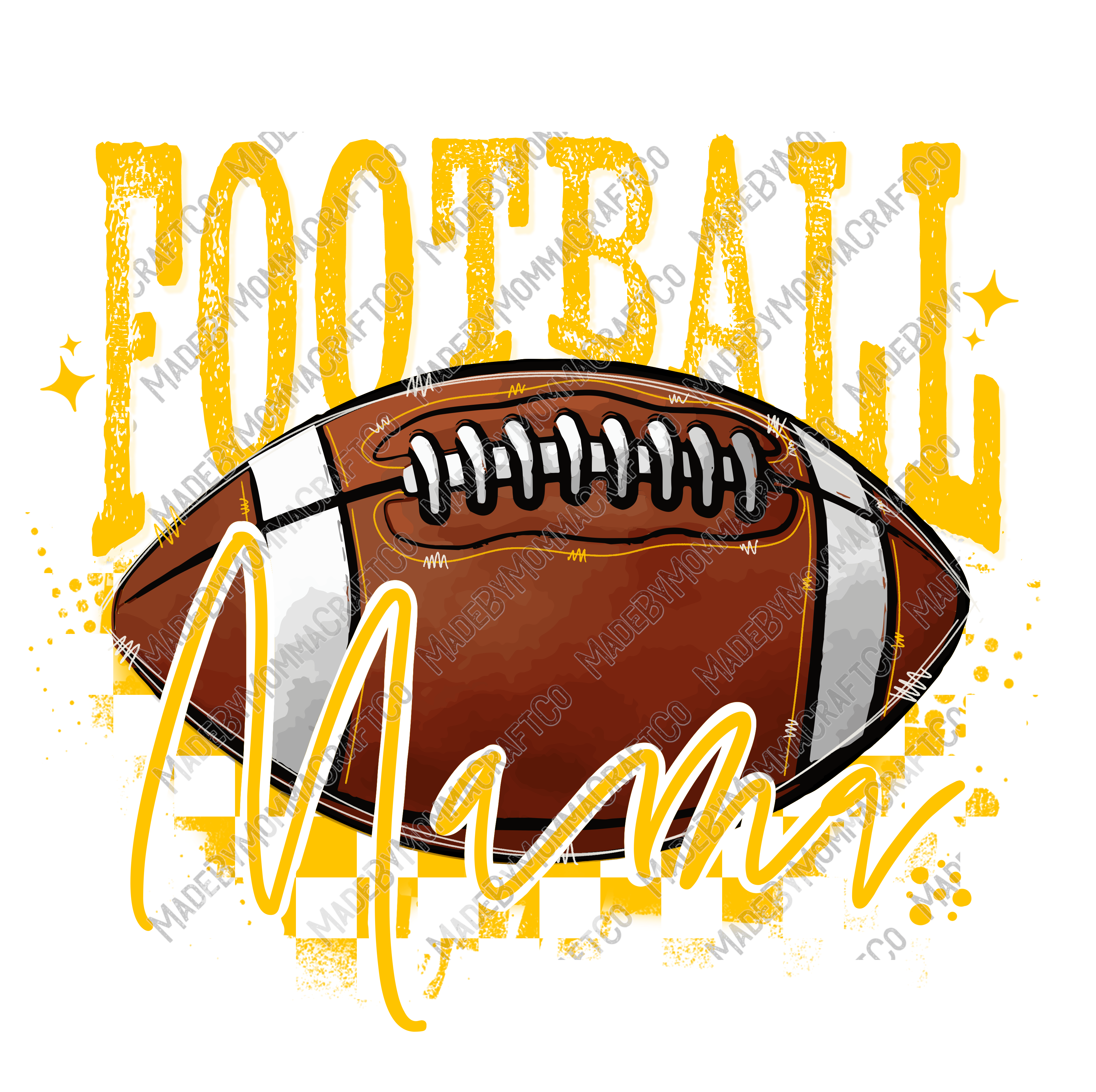 Yellow Football Mama - Cheat Clear Waterslide™ or White Cast Sticker