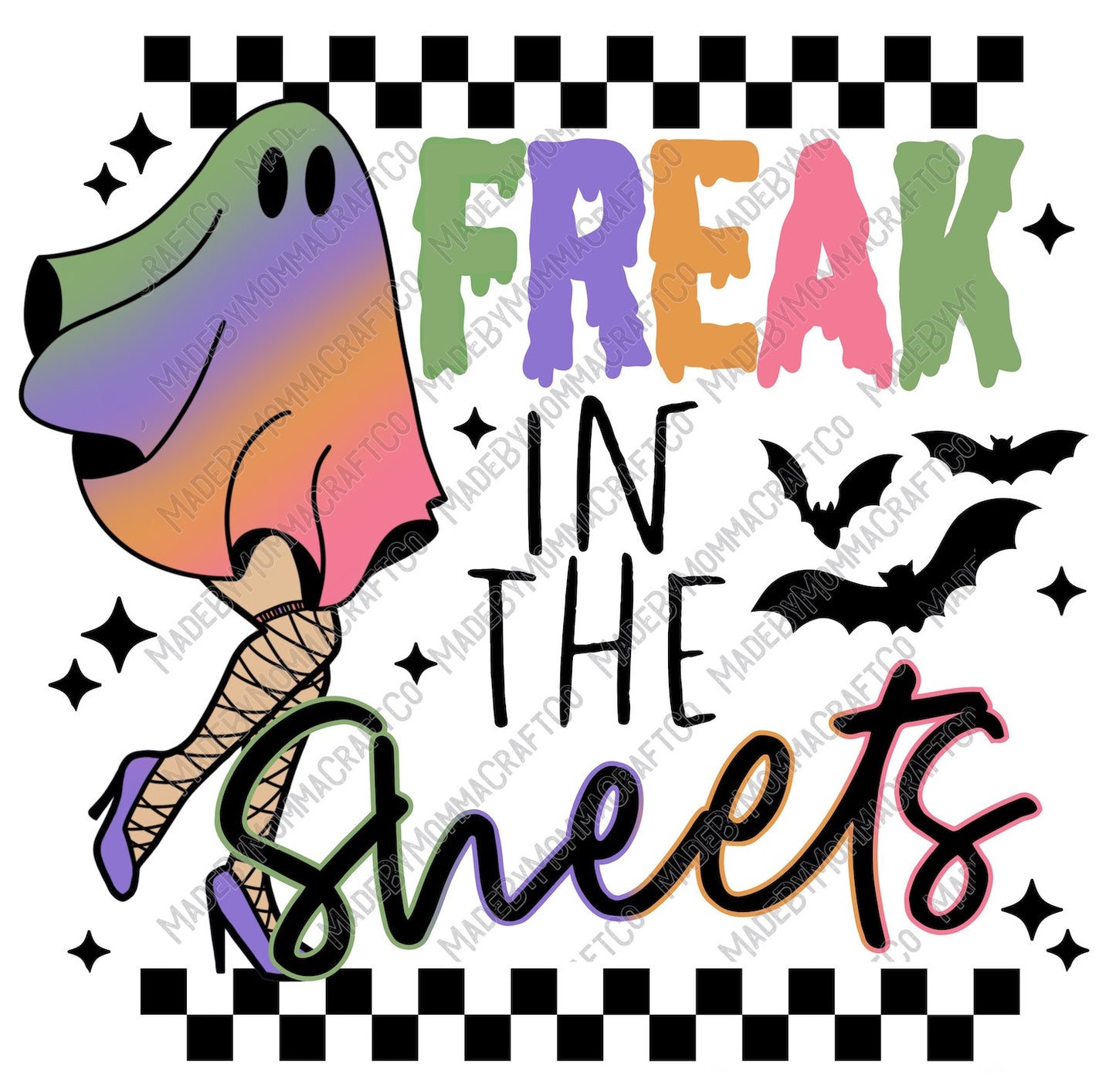 Freak In The Sheets Ghost - Halloween - Cheat Clear Waterslide™ or White Cast Sticker