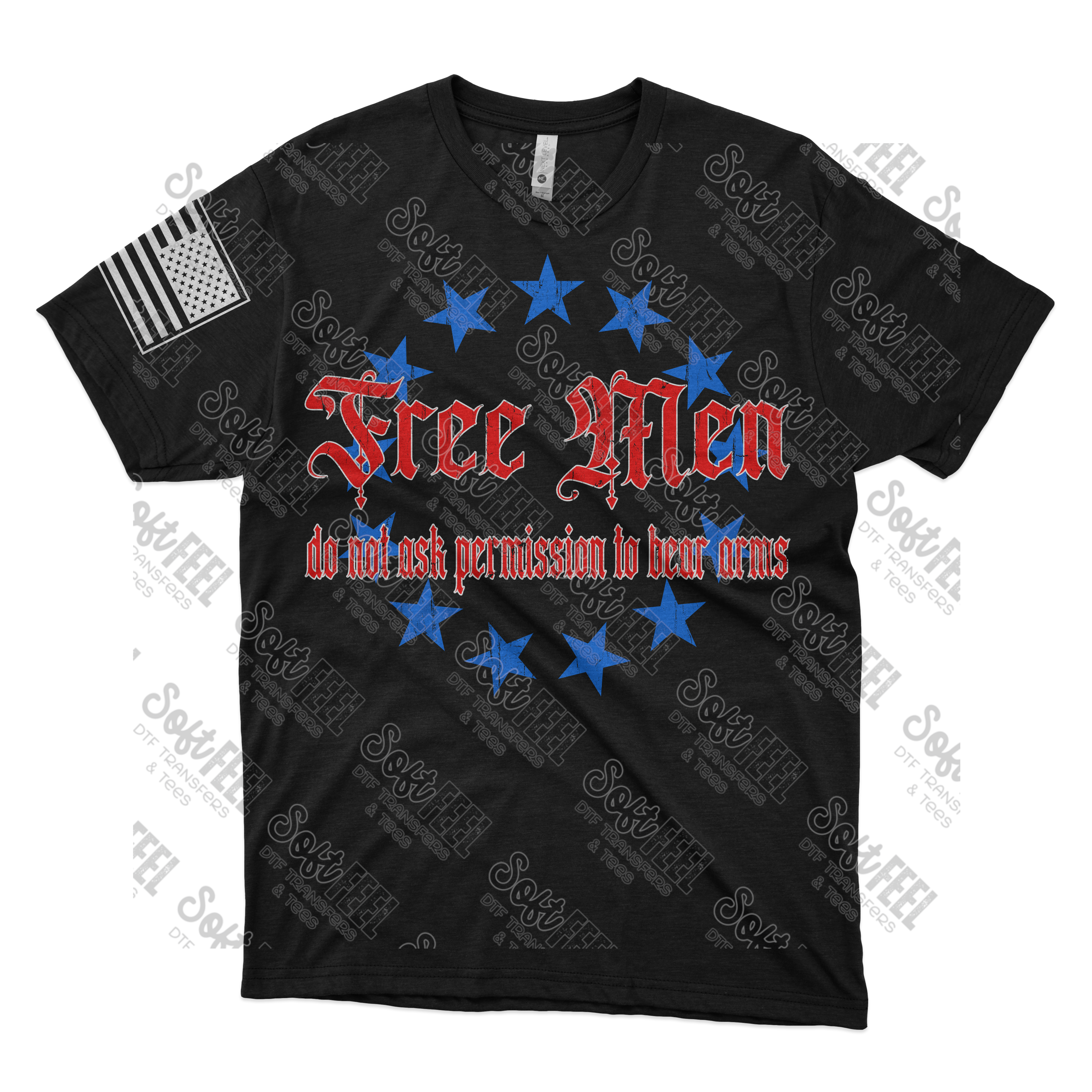 Free Men Grunge - Men&#39;s / Patriotic - Direct To Film Transfer / DTF - Heat Press Clothing Transfer