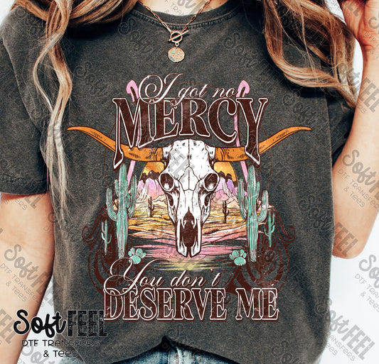 No Mercy Skull Western Country Music - Direct To Film Transfer / DTF - Heat Press Clothing Transfer