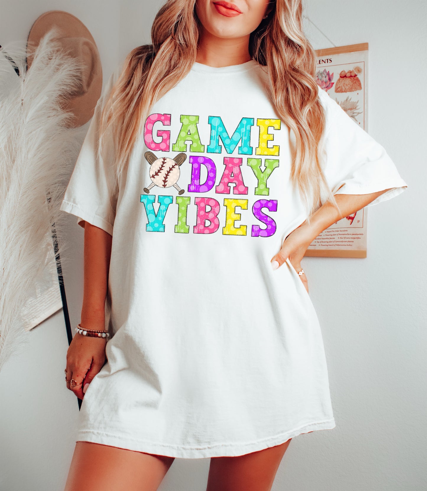 Game Day Vibes Baseball - Women's /Youth/ Sports - Direct To Film Transfer / DTF - Heat Press Clothing Transfer