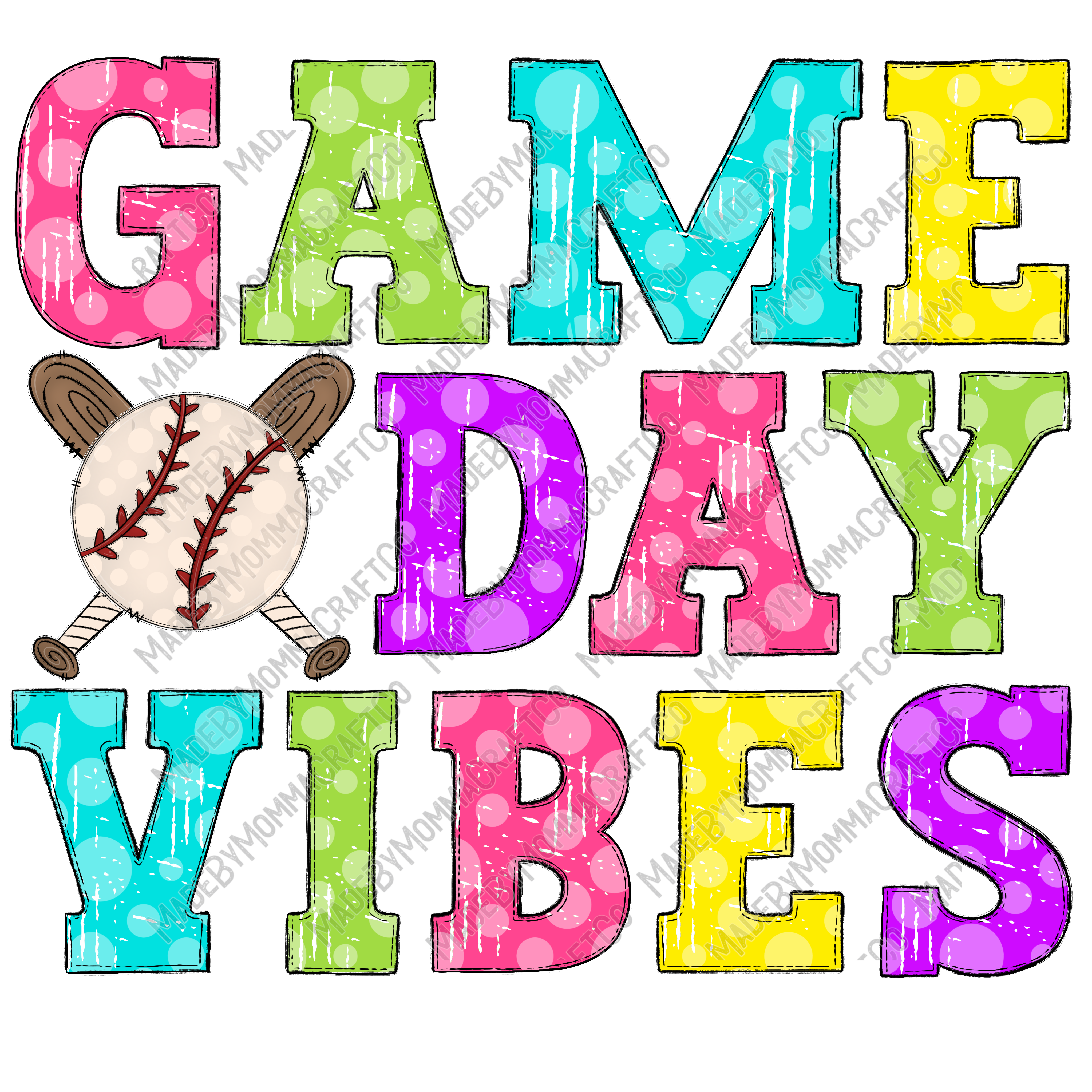 Game Day Vibes Baseball - Cheat Clear Waterslide™ or White Cast Sticker