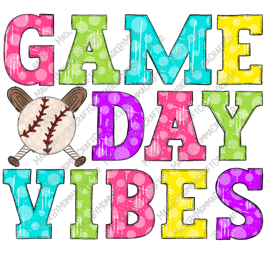 Game Day Vibes Baseball - Cheat Clear Waterslide™ or White Cast Sticker