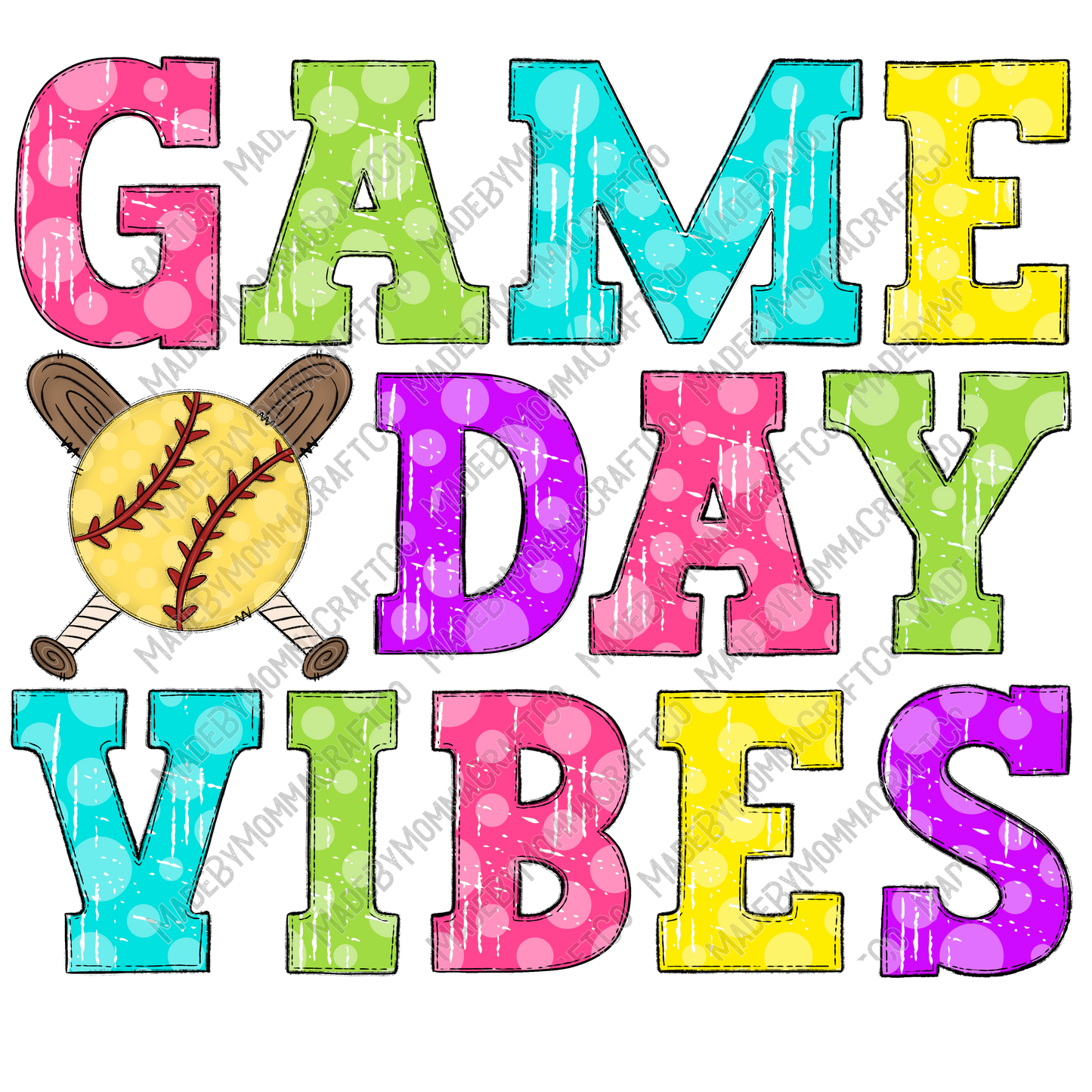 Game Day Vibes Softball - Cheat Clear Waterslide™ or White Cast Sticker