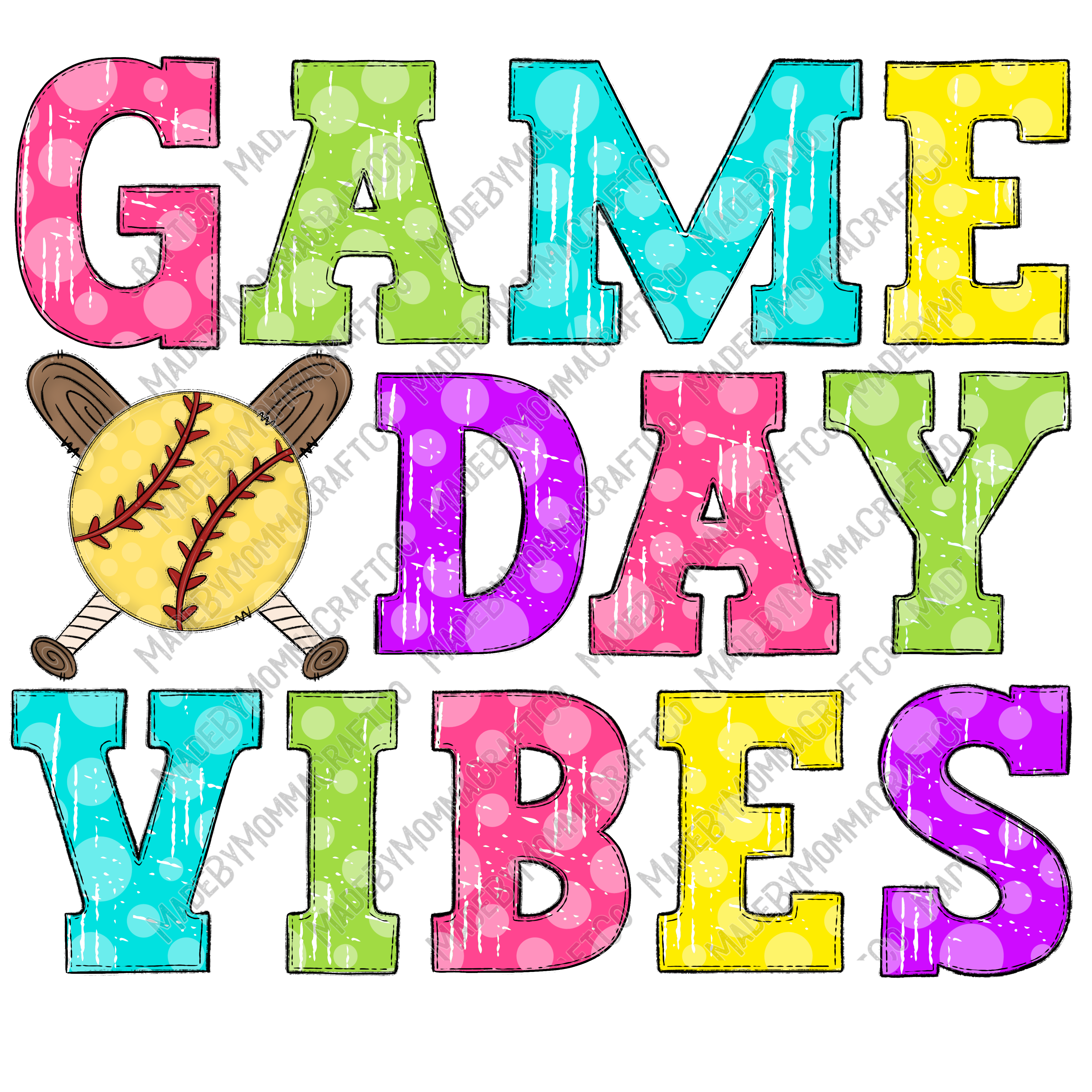 Game Day Vibes Softball - Cheat Clear Waterslide™ or White Cast Sticker