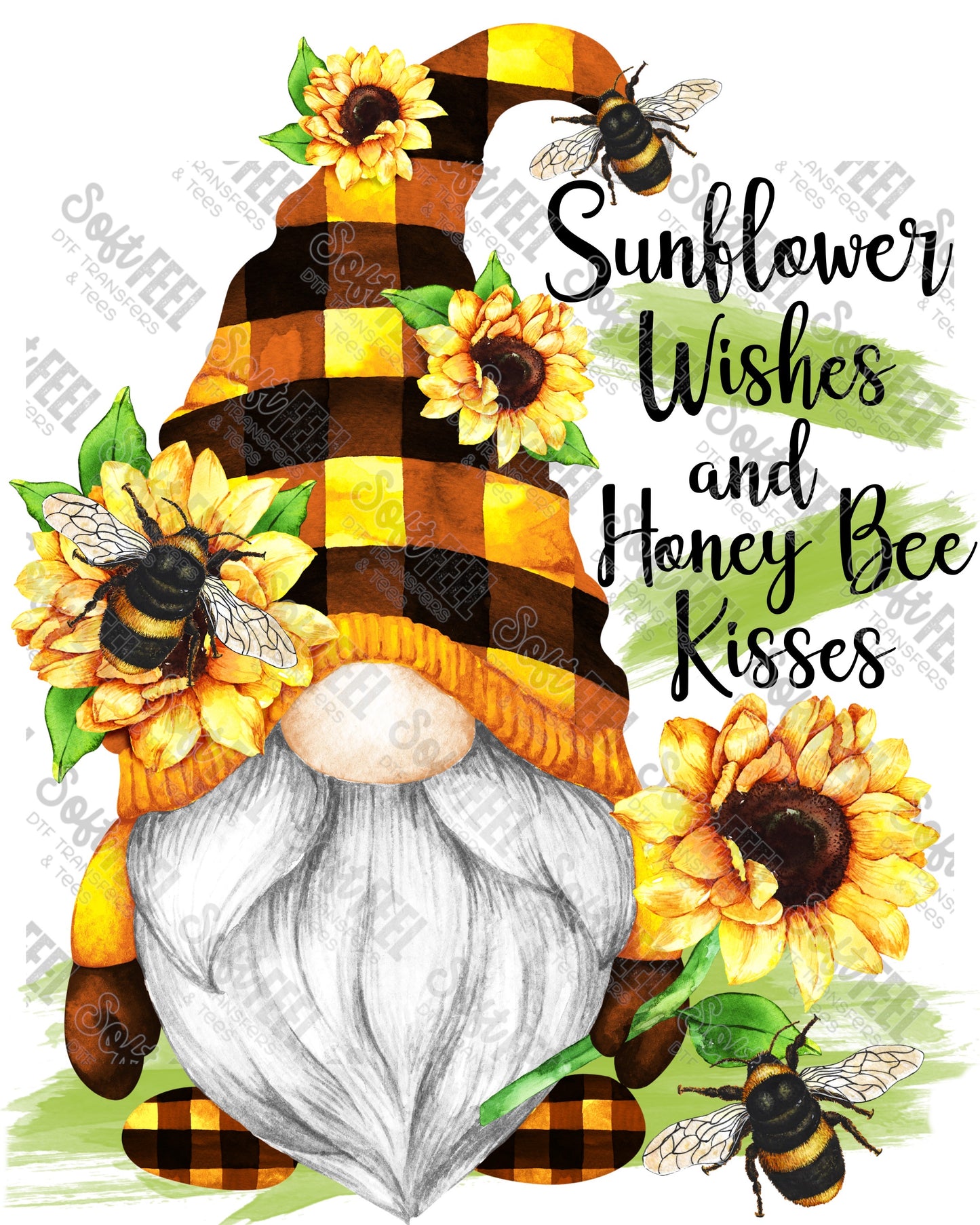 Gnome Sunflower Wishes - Women's - Direct To Film Transfer / DTF - Heat Press Clothing Transfer