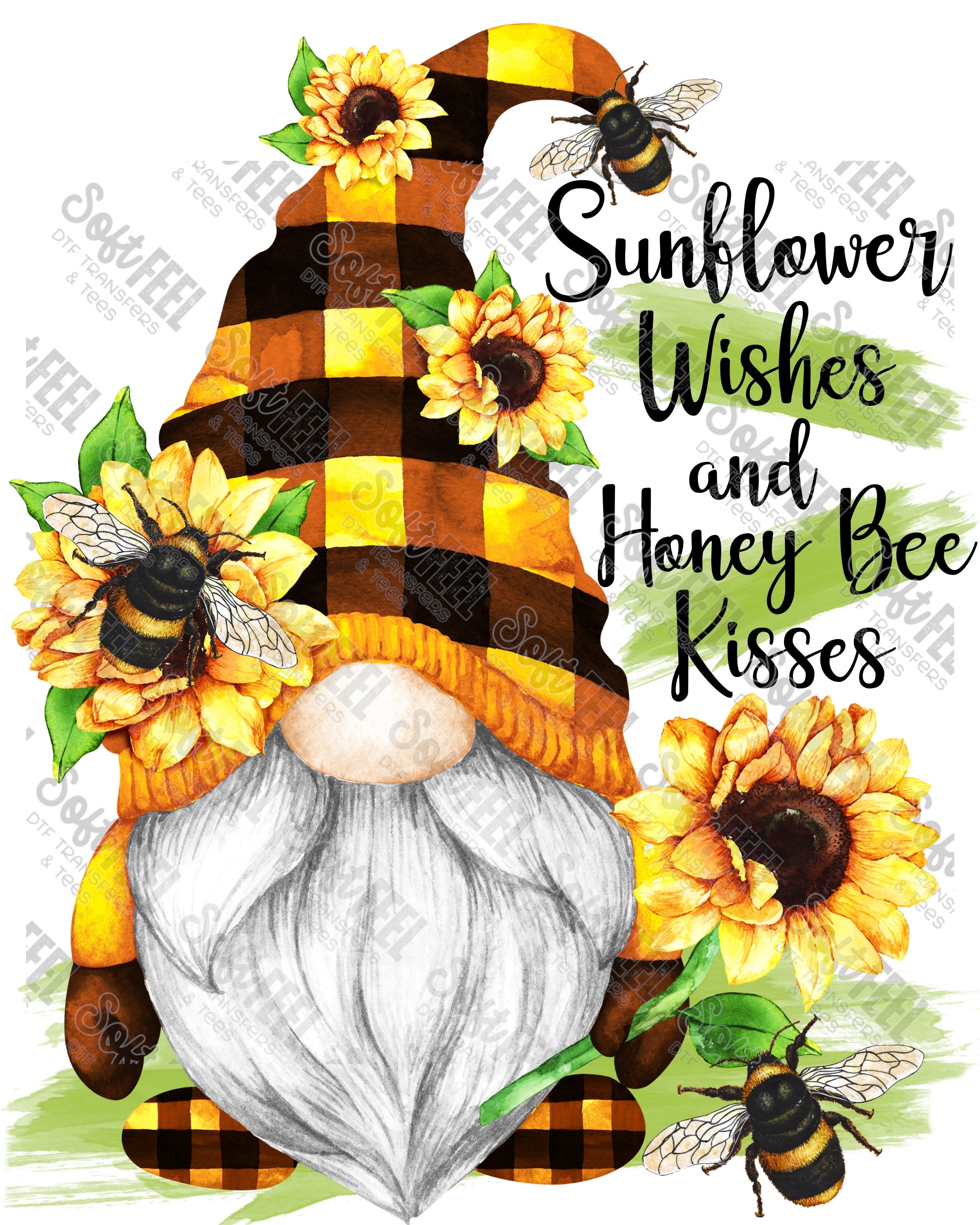 Gnome Sunflower Wishes - Women&#39;s - Direct To Film Transfer / DTF - Heat Press Clothing Transfer